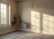 Chambre avec murs humides, taches de moisissure noire, condensation fenêtre, problème d'humidité visible | Artihome