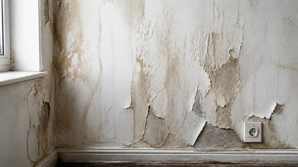 Comment habiller un mur humide temporairement, mur avec taches d'eau avant traitement | Artihome